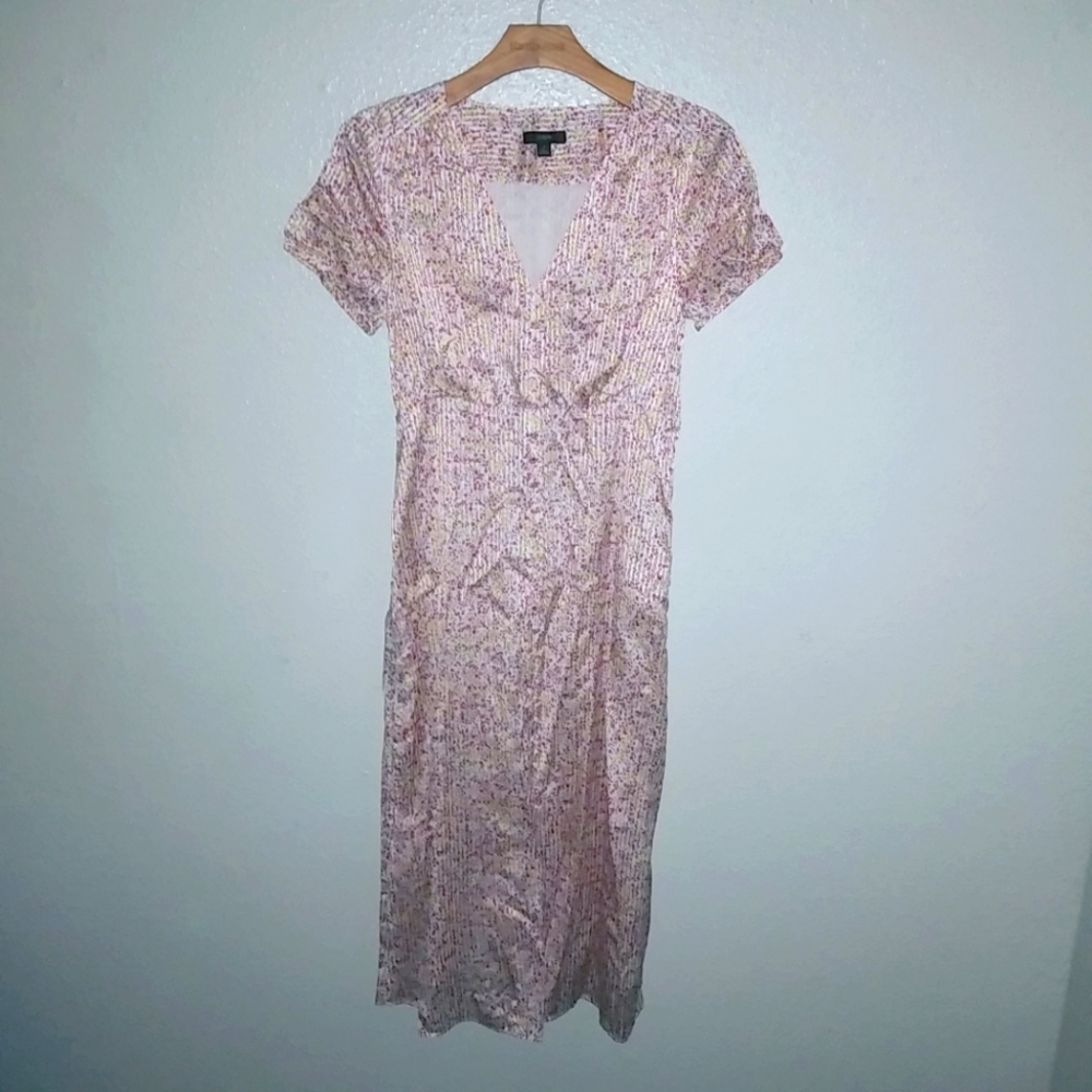 J.Crew 2 XS Feminine Spring Floral Midi Sheath Dress Button Down Front NWOT - Picture 1 of 12